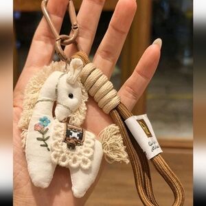 Embroidered Cream Horse Keychain/Bag Charm